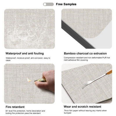 5 / 8mm Fabric Textured Decorative Panels Bamboo Charcoal Wood Veneer Board