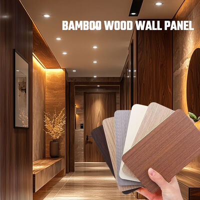1200*2440 Ahşap Taneler Duvar Paneli İç Dekorasyon Taşı Bambu Elyaf Duvar Paneli Otel için