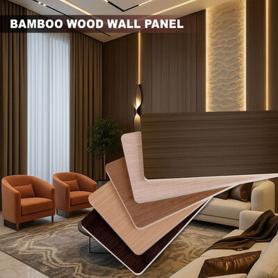 Modern Bambu Ahşap Duvar Paneli Su geçirmez Ahşap Taneler Ahşap Veneer Bambu Elyaf Duvar Paneli
