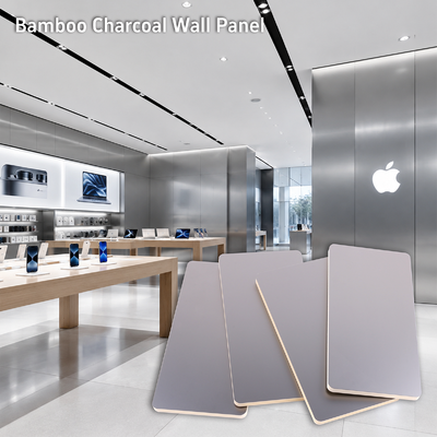 Fabrika Toptan Bambu Kömürü Ahşap Kaplama Apple Store Tarzı Dekoratif Metal Duvar Panelleri